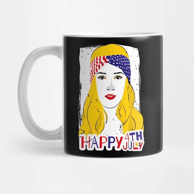 Happy 4th of July, American girl t-shirt by Riczdodo